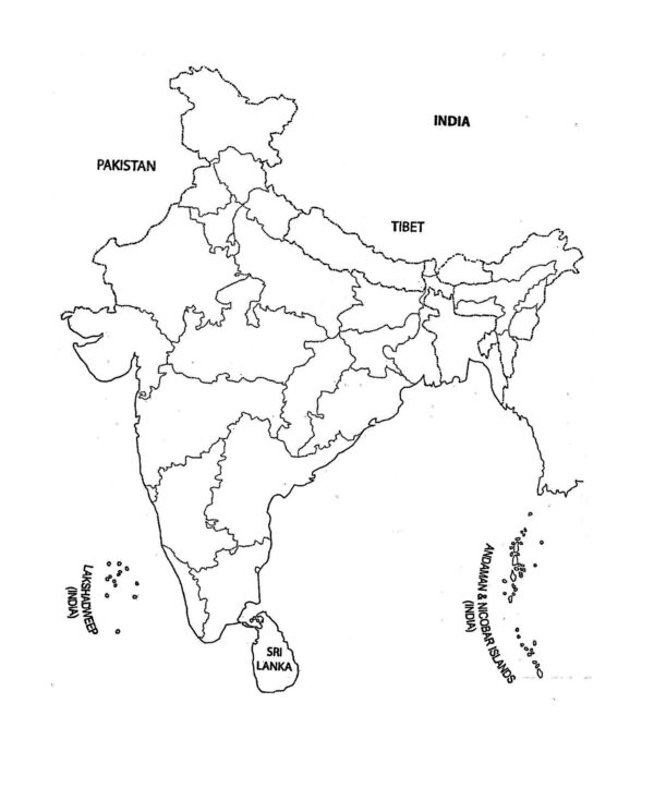 India Political Map Outline With State