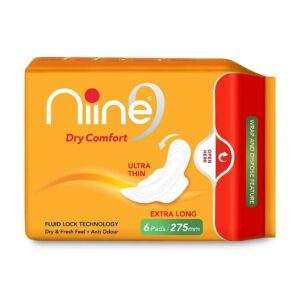 Nine Dry Comfort Extra Long Sanitary Pads, 6pads