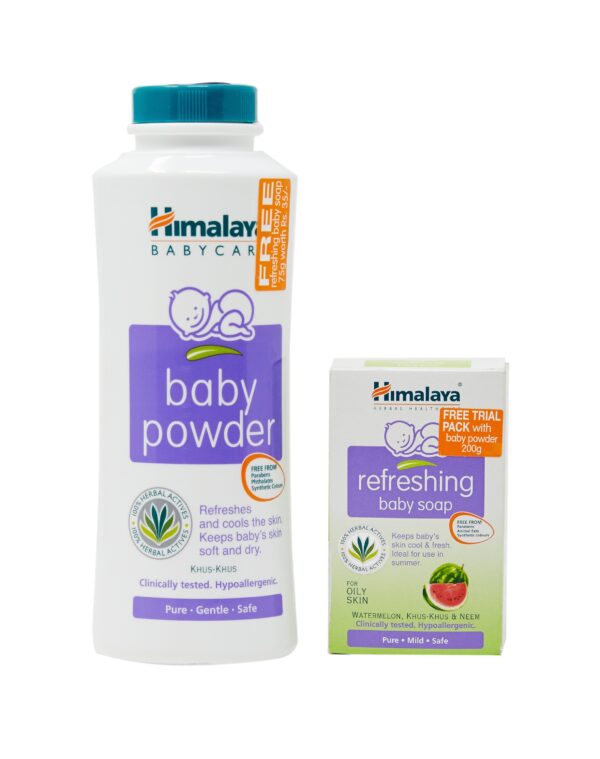 Himalaya Baby Powder, 200g with Free Refreshing Baby Soap, 75g