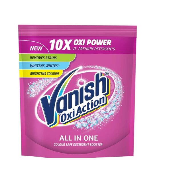 Vanish All in One Powder Detergent Booster Stain Remover for Clothes Whitens Whites Brightens Colours Suitable with all Washing Detergent Powders and Liquids